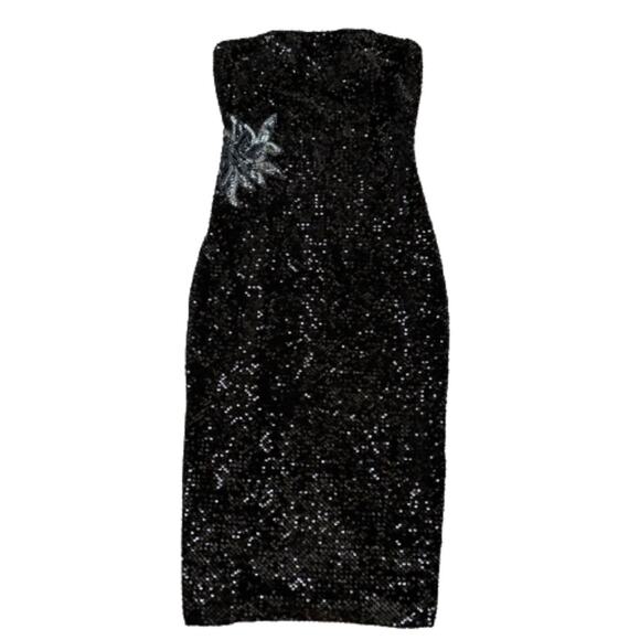 Gianni Bini Dress Vida Black Sequin Strapless Formal Black Tie Midi Size 2 NEW - Picture 12 of 15